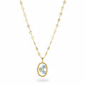 Pressed Flower Pendant Necklace - gold heart-link chain with oval pressed wildflower pendant
