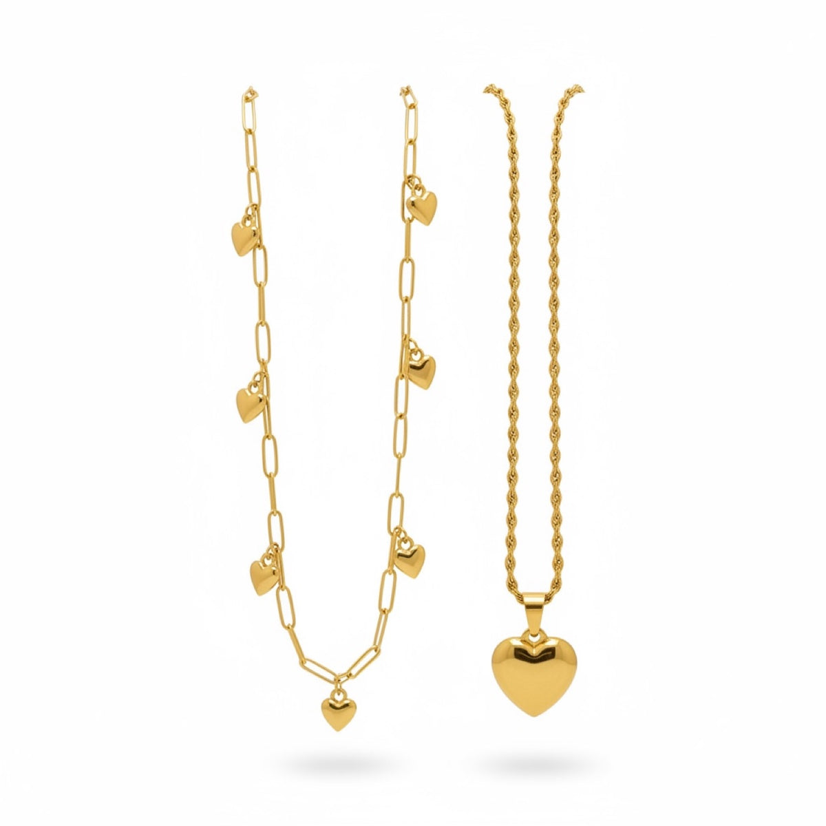 Double Heart Necklace Set